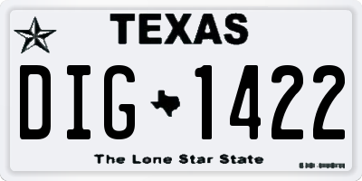TX license plate DIG1422