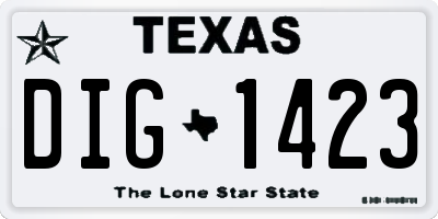 TX license plate DIG1423