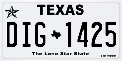 TX license plate DIG1425