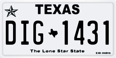 TX license plate DIG1431