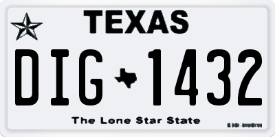 TX license plate DIG1432
