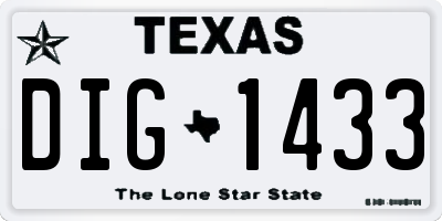 TX license plate DIG1433