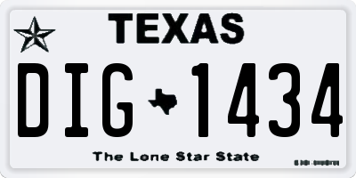 TX license plate DIG1434