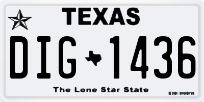 TX license plate DIG1436