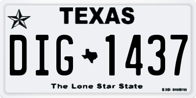 TX license plate DIG1437
