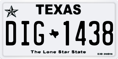 TX license plate DIG1438