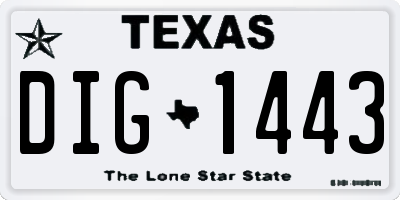 TX license plate DIG1443
