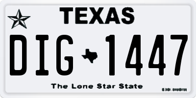 TX license plate DIG1447