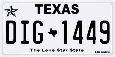 TX license plate DIG1449