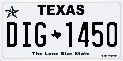 TX license plate DIG1450