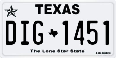 TX license plate DIG1451