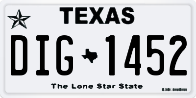 TX license plate DIG1452