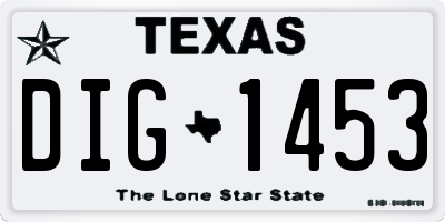 TX license plate DIG1453