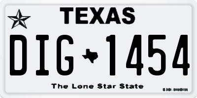 TX license plate DIG1454