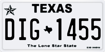 TX license plate DIG1455