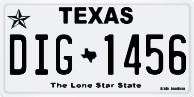 TX license plate DIG1456