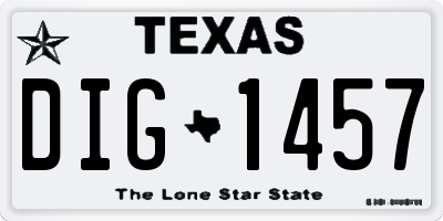 TX license plate DIG1457