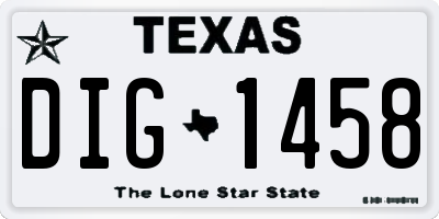 TX license plate DIG1458