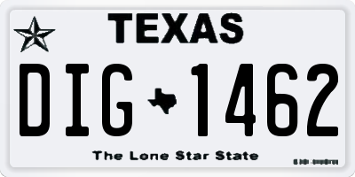 TX license plate DIG1462