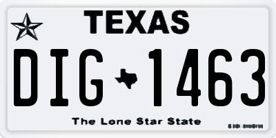 TX license plate DIG1463