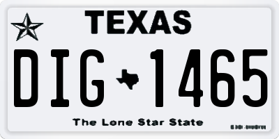 TX license plate DIG1465