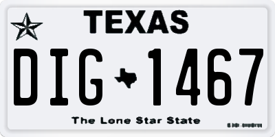 TX license plate DIG1467