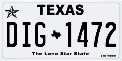 TX license plate DIG1472