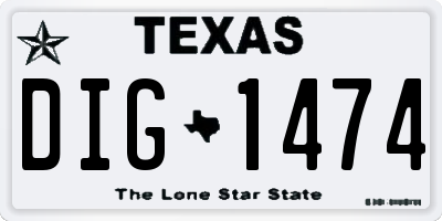 TX license plate DIG1474