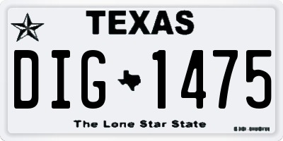 TX license plate DIG1475