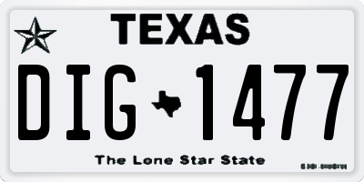 TX license plate DIG1477