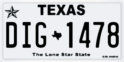 TX license plate DIG1478