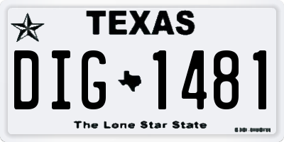 TX license plate DIG1481
