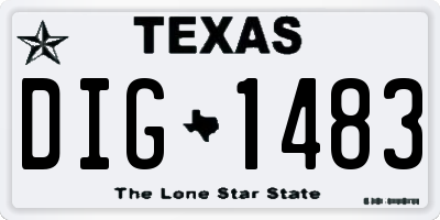 TX license plate DIG1483