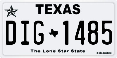 TX license plate DIG1485