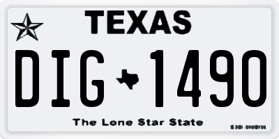 TX license plate DIG1490