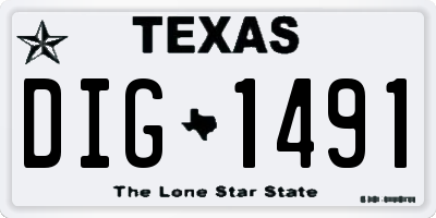 TX license plate DIG1491