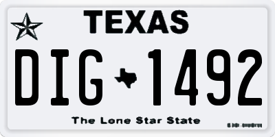TX license plate DIG1492