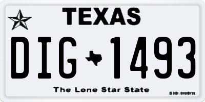 TX license plate DIG1493