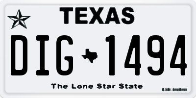 TX license plate DIG1494