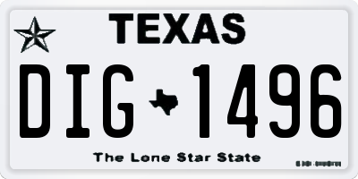 TX license plate DIG1496
