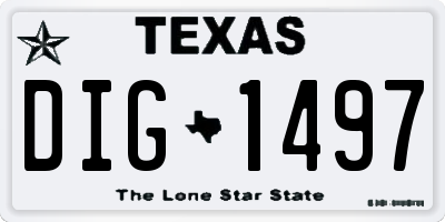 TX license plate DIG1497