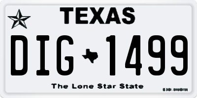 TX license plate DIG1499