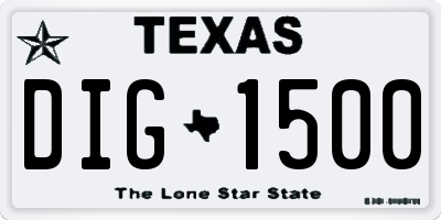 TX license plate DIG1500