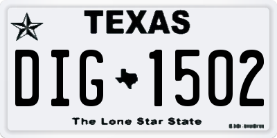 TX license plate DIG1502