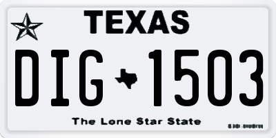TX license plate DIG1503