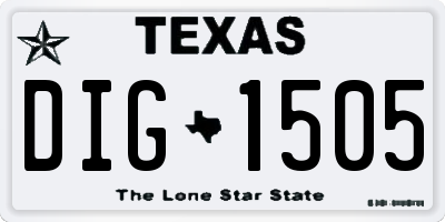 TX license plate DIG1505