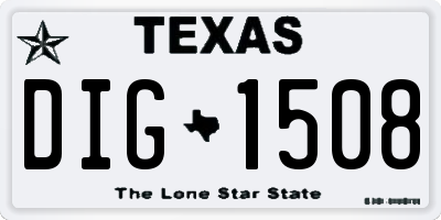 TX license plate DIG1508