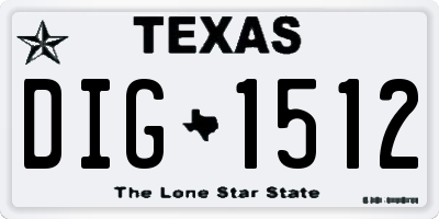 TX license plate DIG1512