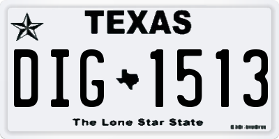 TX license plate DIG1513