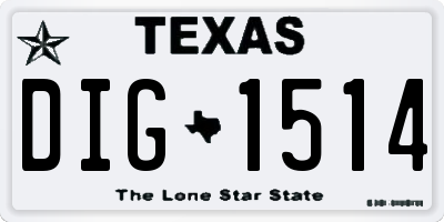 TX license plate DIG1514